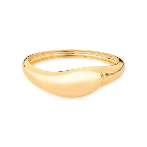 Bracelete liso orgânico abaulado curvo fecho ímã