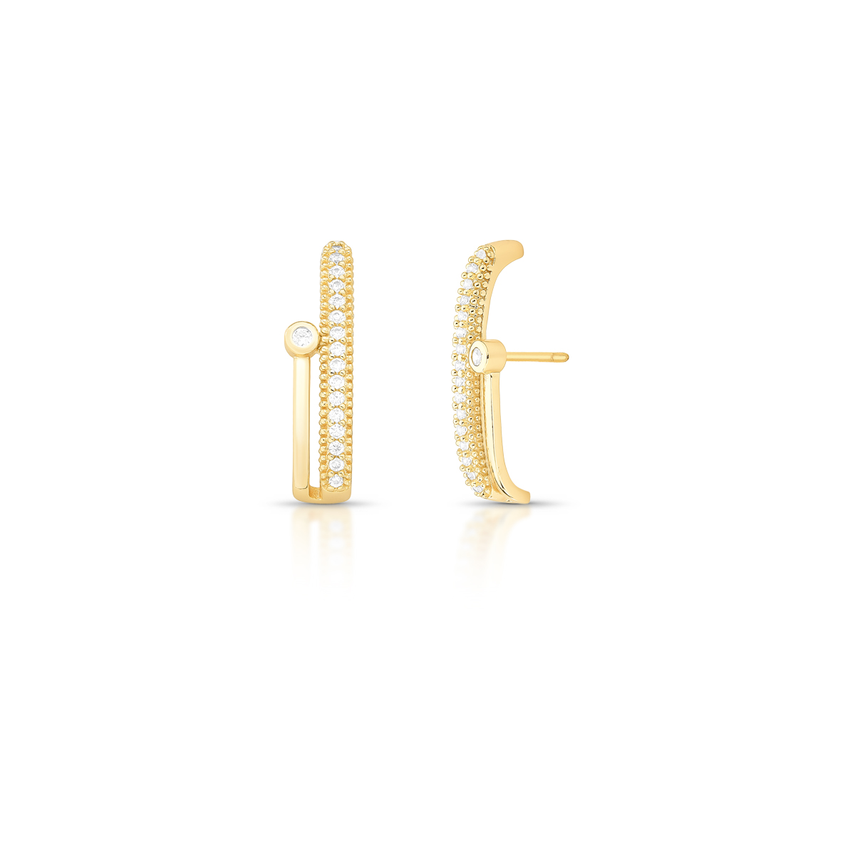 brinco ear hook pedra redondo