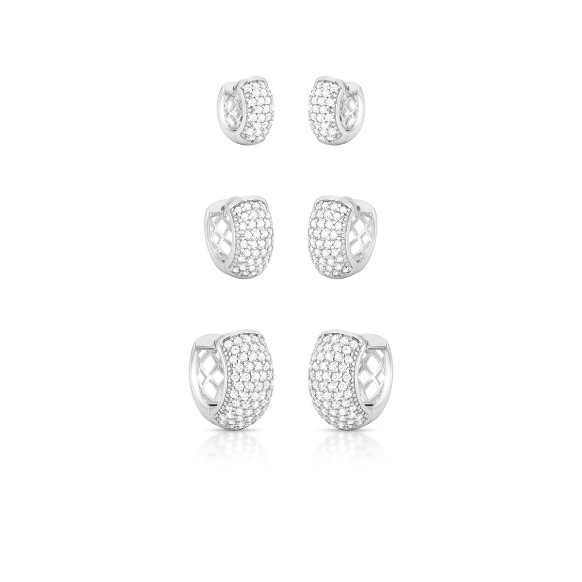 BRINCO TRIO ARGOLA ZIRCONIA FRENTE 5 LINHA REDONDO