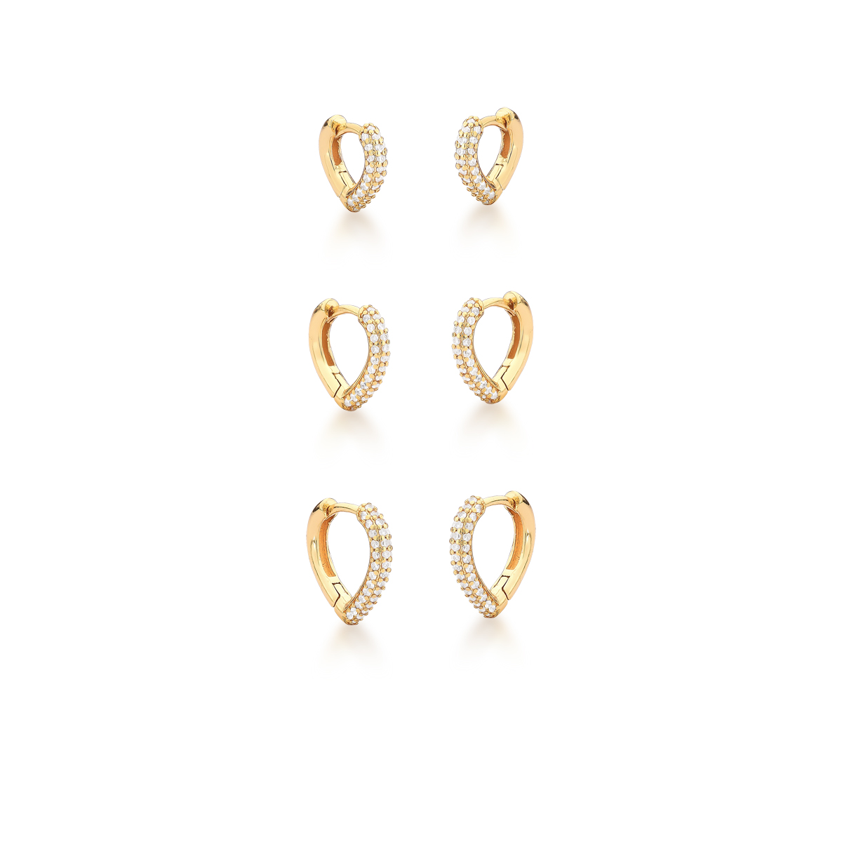 BRINCO TRIO ZIRCONIA 3 LINHAS CORACAO ARGOLA