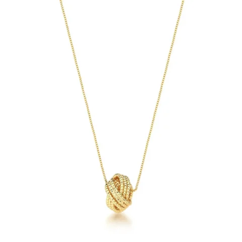 colar com pingente redondo trancado e liso banhada a ouro