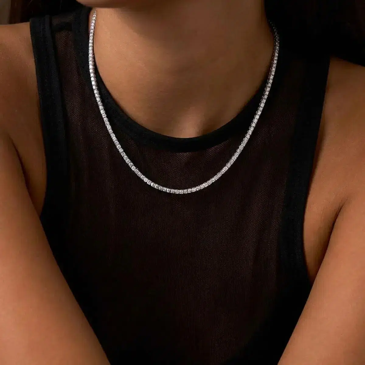COLAR RIVIERA COM ZIRCONIAS REDONDAS PEDRA 4 GARRA VAZADO - Imagem 2