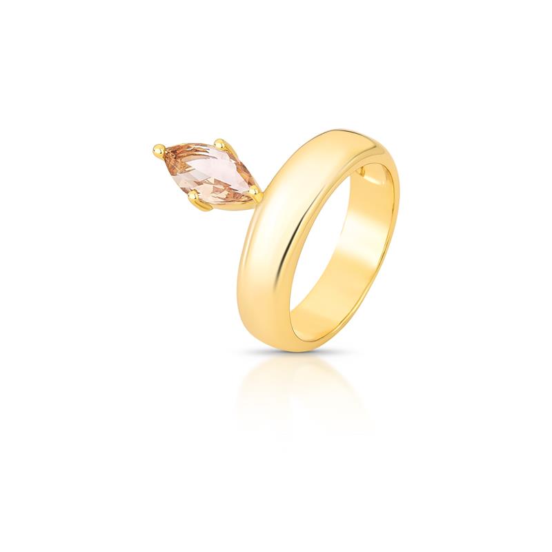 Anel Abaulado com Cristal Navete