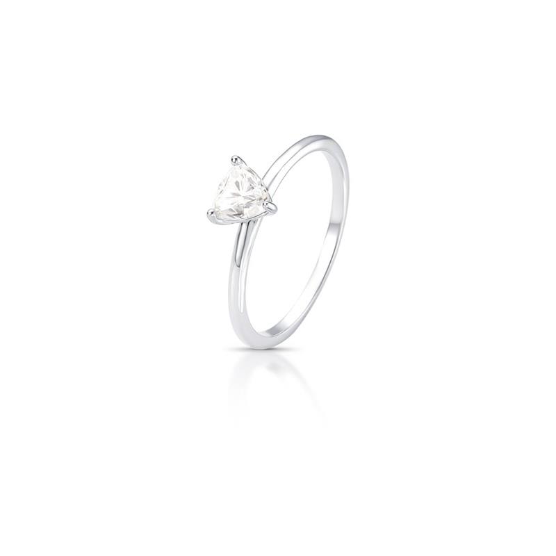 Anel com Pedra Triangular Moissanite 5Mm Prata Rodinada Prateado