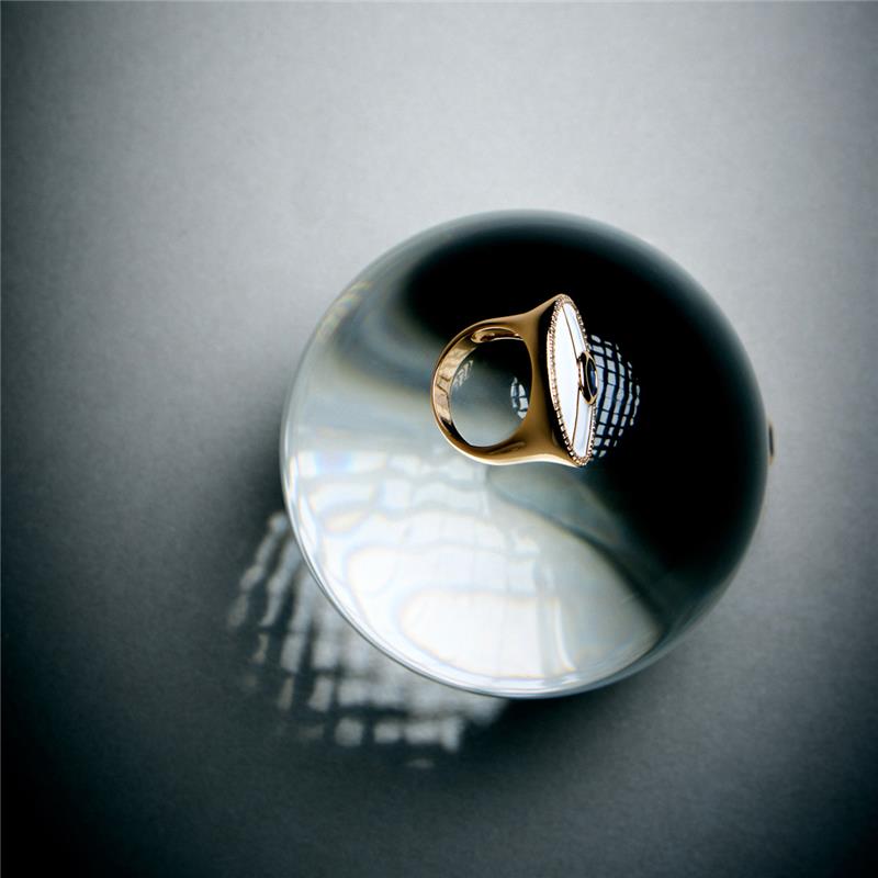Anel Esmaltado com Cristal Oval e Zircônias - Imagem 4