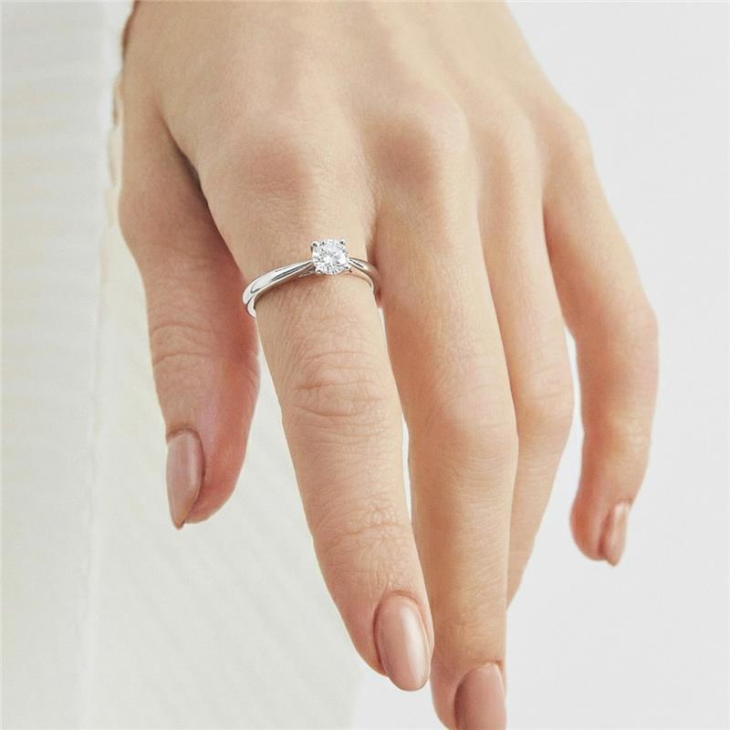 Anel Solitário com Pedra Moissanite 5Mm Prata Rodinada Prateado - Imagem 2