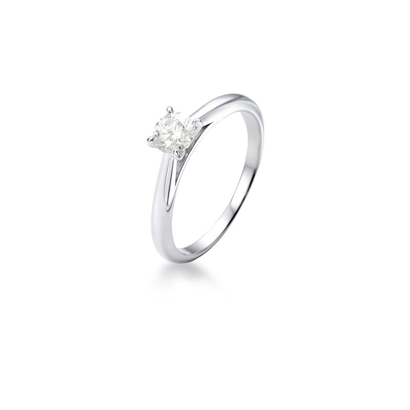 Anel Solitário com Pedra Moissanite 5Mm Prata Rodinada Prateado