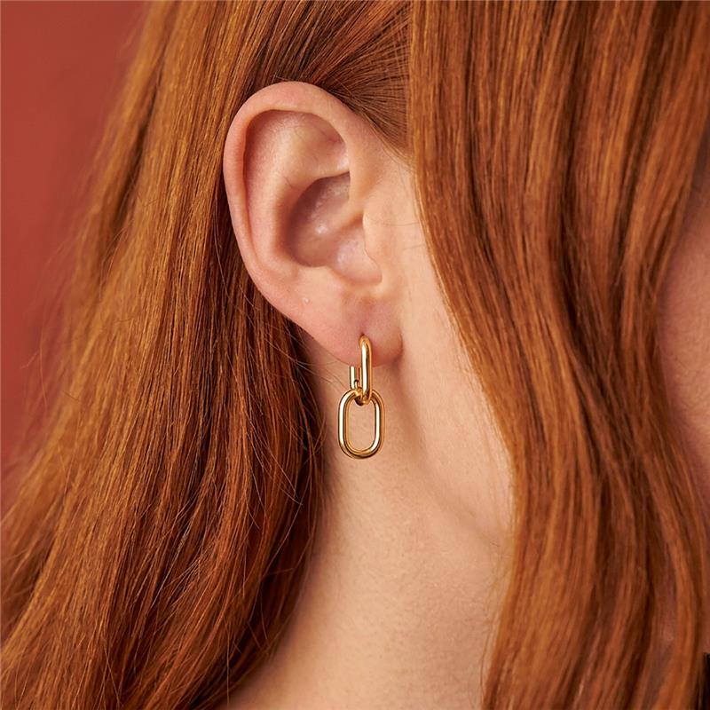 Argola Dois em Um com Elo Oval em Pêndulo - Imagem 2