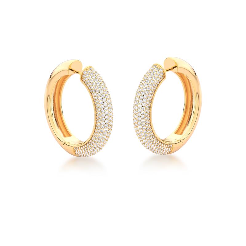 Argola Nove Fileiras com Zircônias Brancas