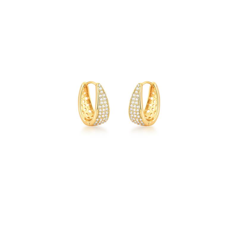 Argola Oval Cravejada de Zircônias