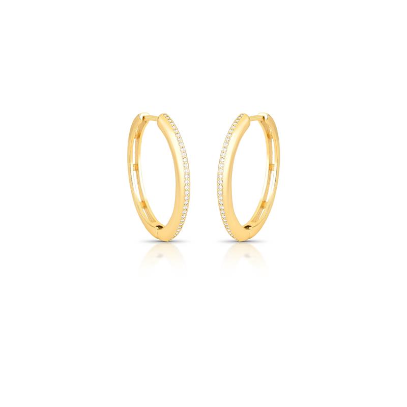 Argola uma Fileira com Zircônias Brancas Banhada a Ouro
