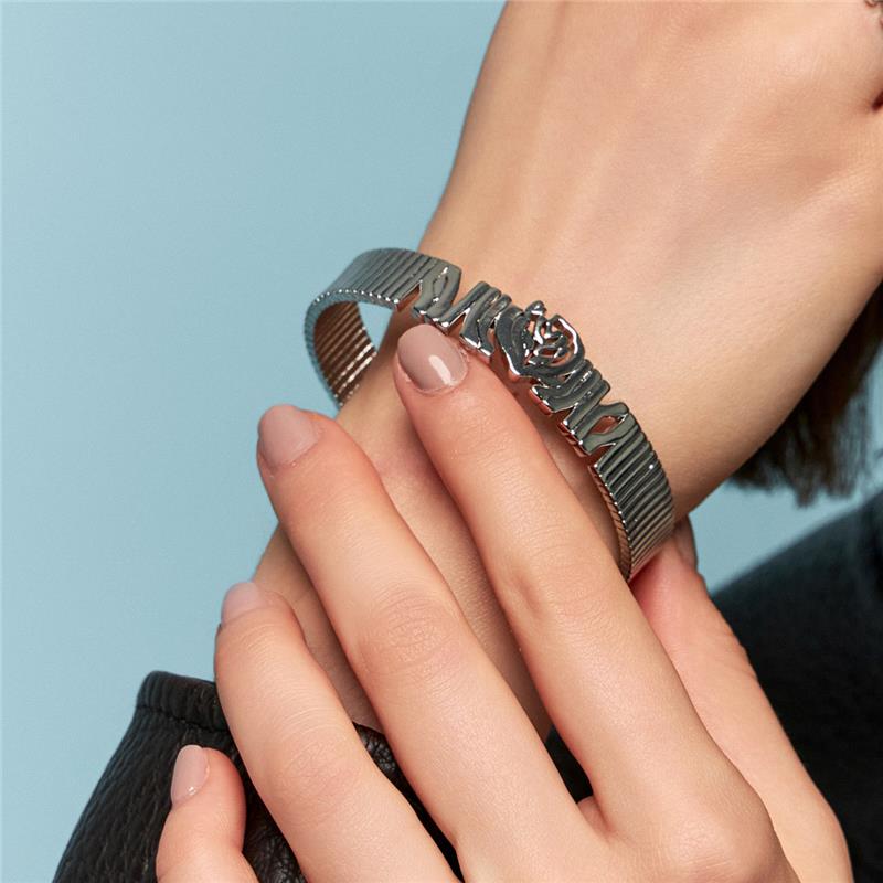 Bracelete com Abertura e Flor Vazado Liso - Imagem 2