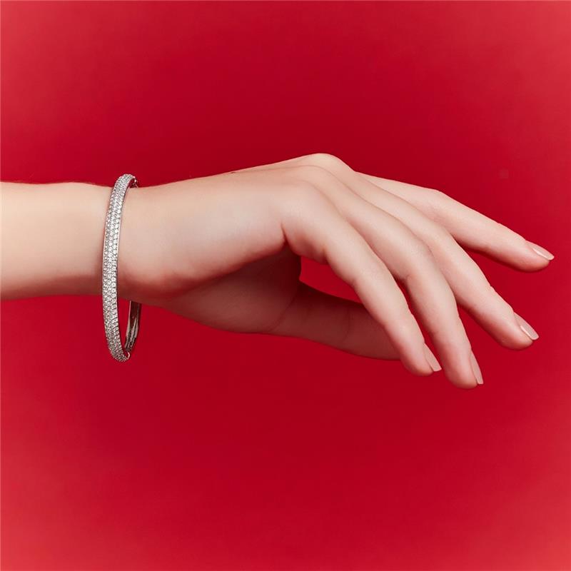 Bracelete com Três Fileiras de Zircônias Brancas - Imagem 2