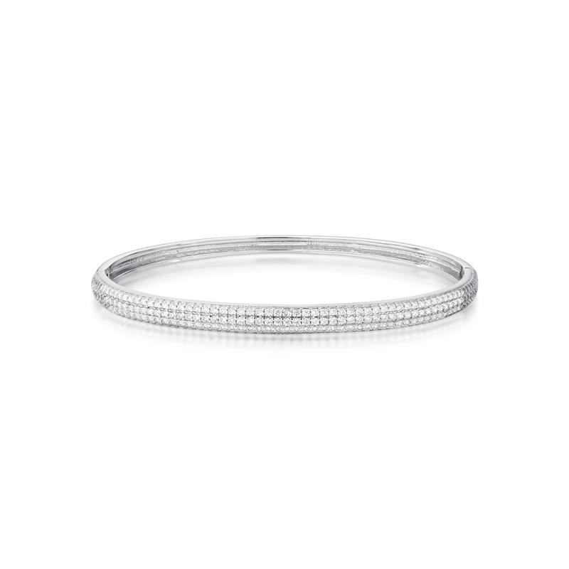 Bracelete com Três Fileiras de Zircônias Brancas