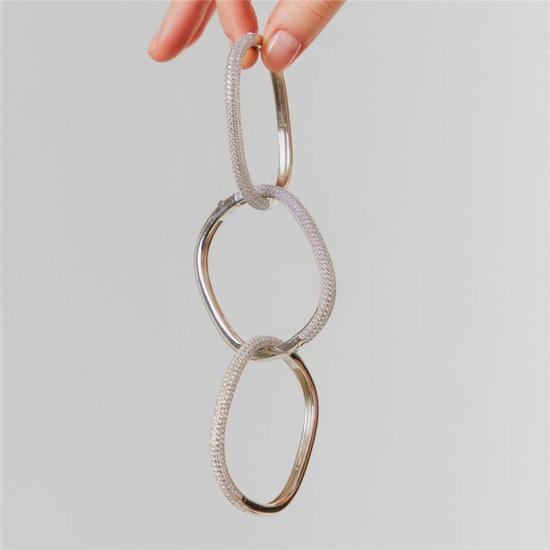 Bracelete Cravejado com Zircônia Banhado a Ródio - Imagem 3