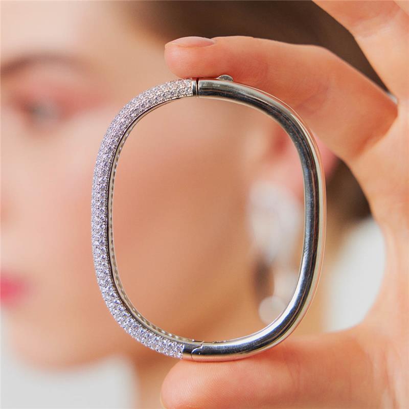Bracelete Cravejado com Zircônia Banhado a Ródio - Imagem 4