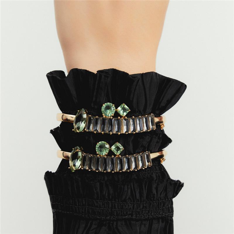 Bracelete Curvo com Cristais Geométricos - Imagem 2