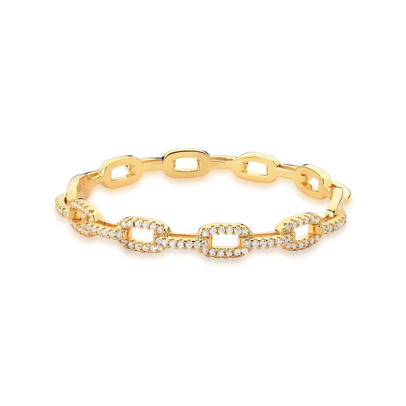 Bracelete em Elos Ovais com Zircônias