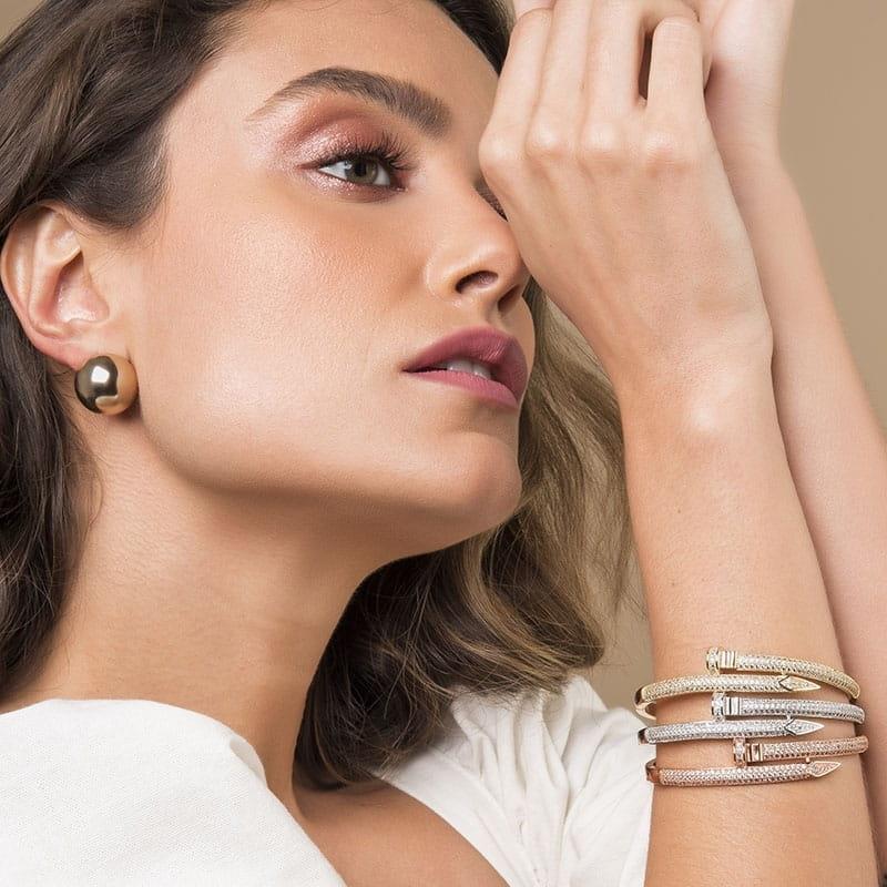 Bracelete Prego com Duas Voltas em Zircônias - Imagem 2