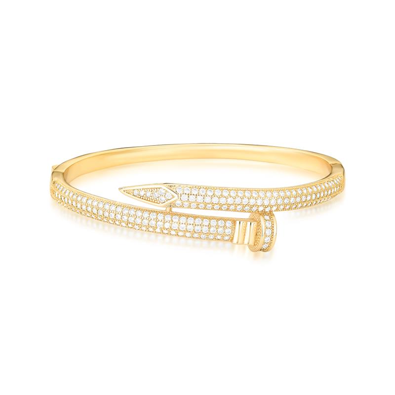 Bracelete Prego com Duas Voltas em Zircônias