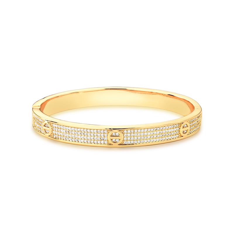 Bracelete Redondo com Quatro Fileiras de Zircônias