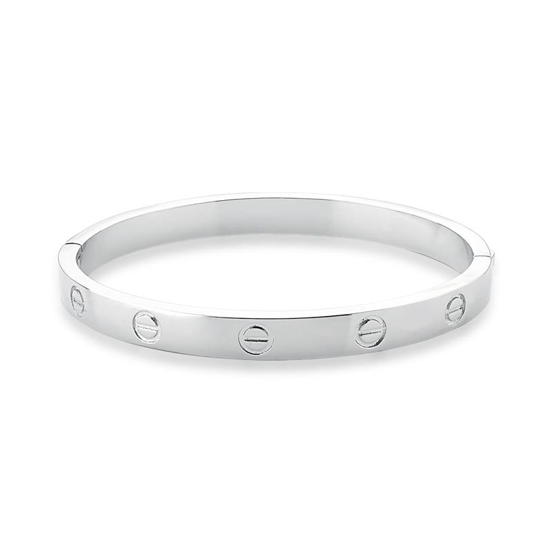 Bracelete Trabalhado e Liso Banhado a Ródio