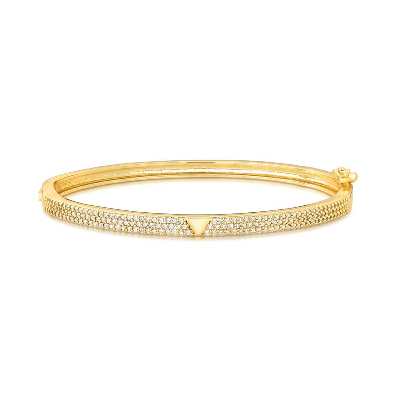 Bracelete Triangular com Três Fileiras de Zircônias