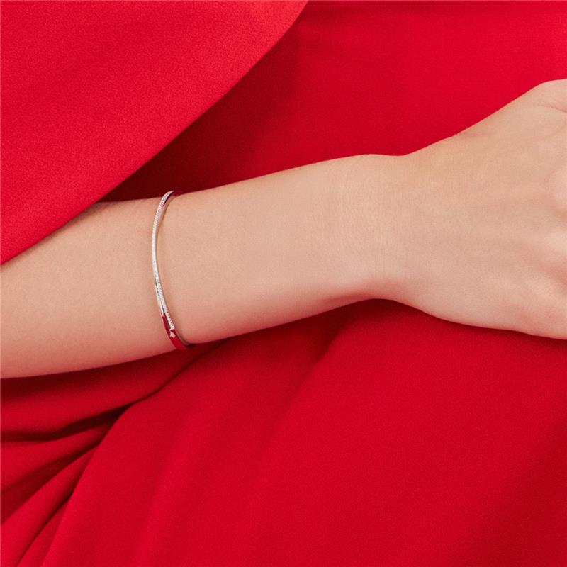 Bracelete uma Fileira em Zircônias Prata Rodinada Prateado - Imagem 2