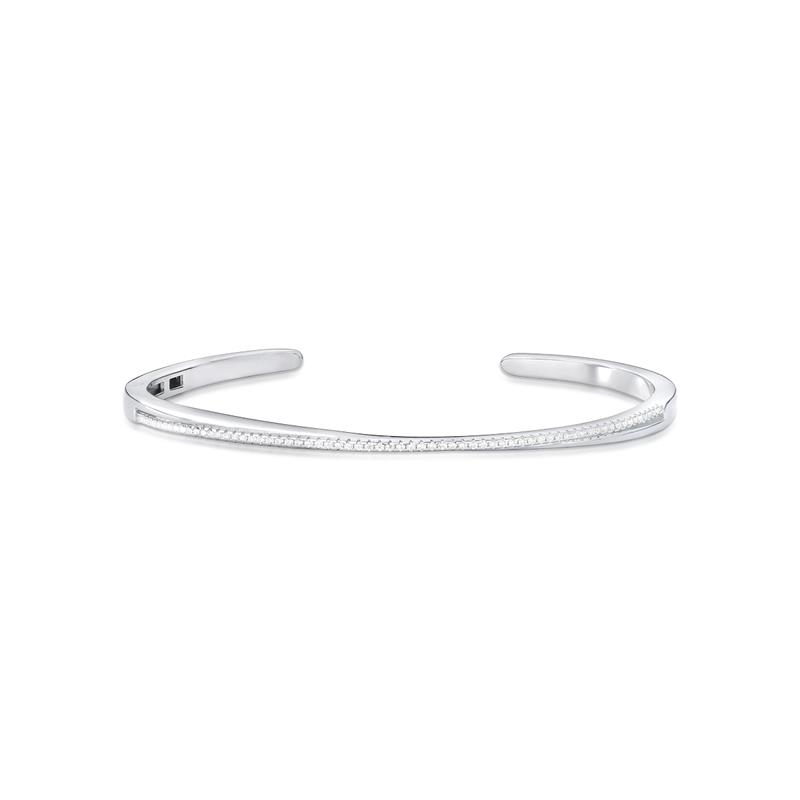 Bracelete uma Fileira em Zircônias Prata Rodinada Prateado