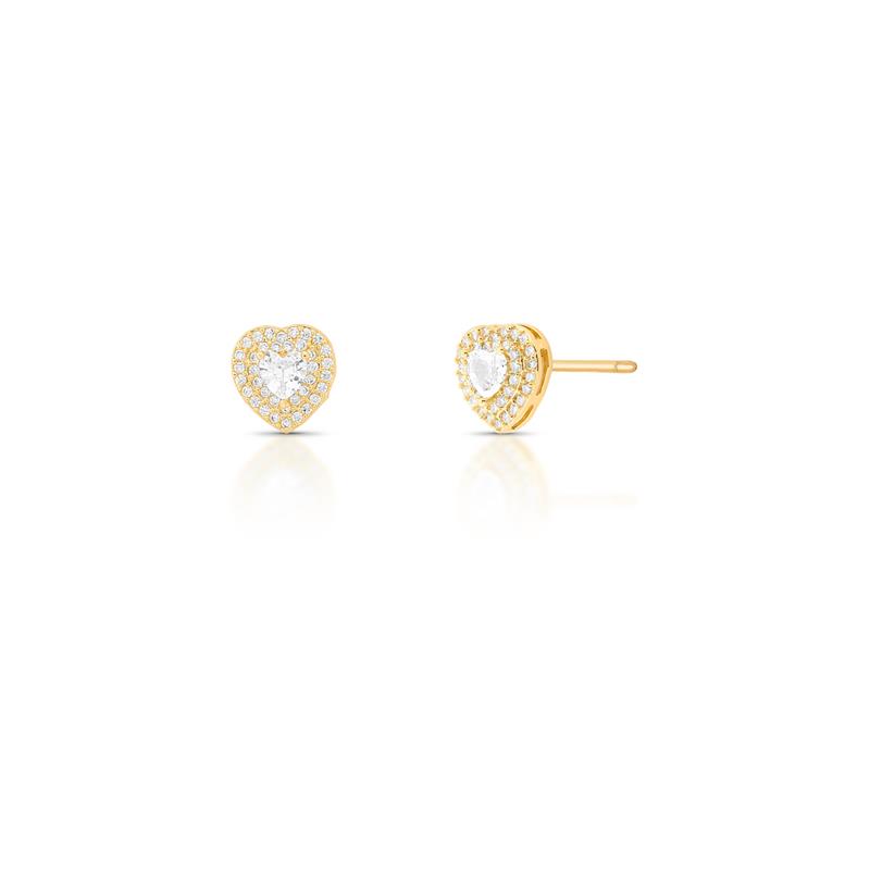 Brinco de Coração com Cristal e Zircônias