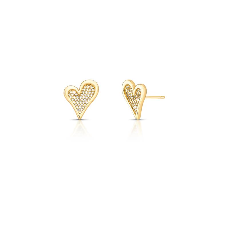 Brinco de Coração com Zircônias Douradas