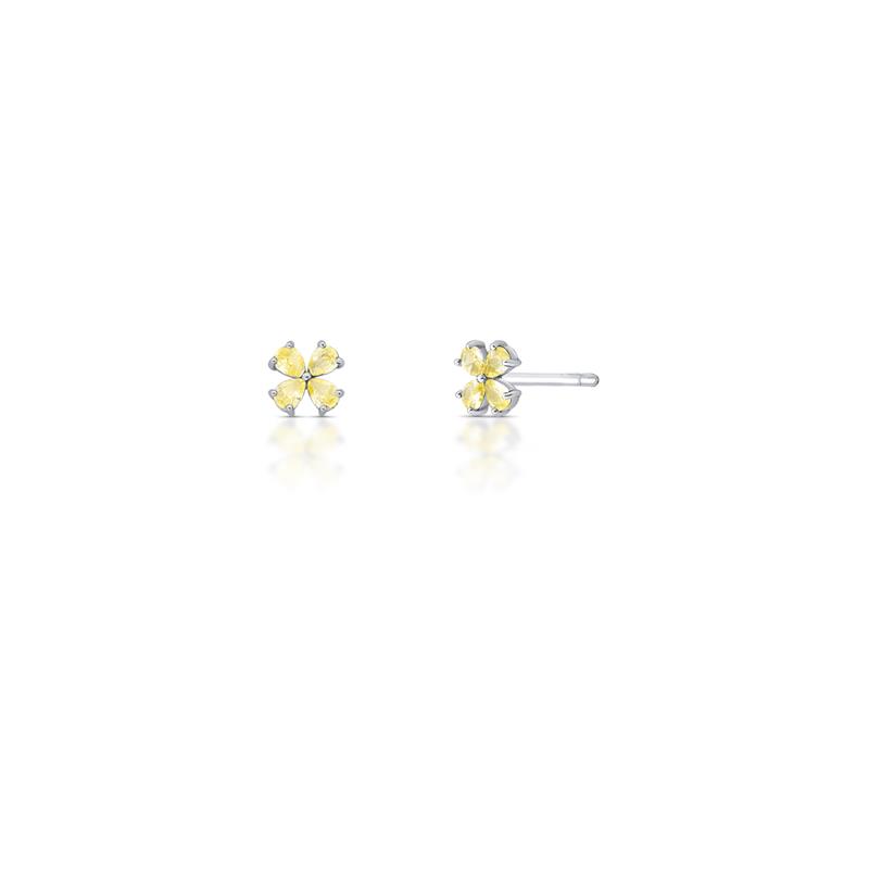 Brinco de Flor com Cristais Prata Rodinada Prateado