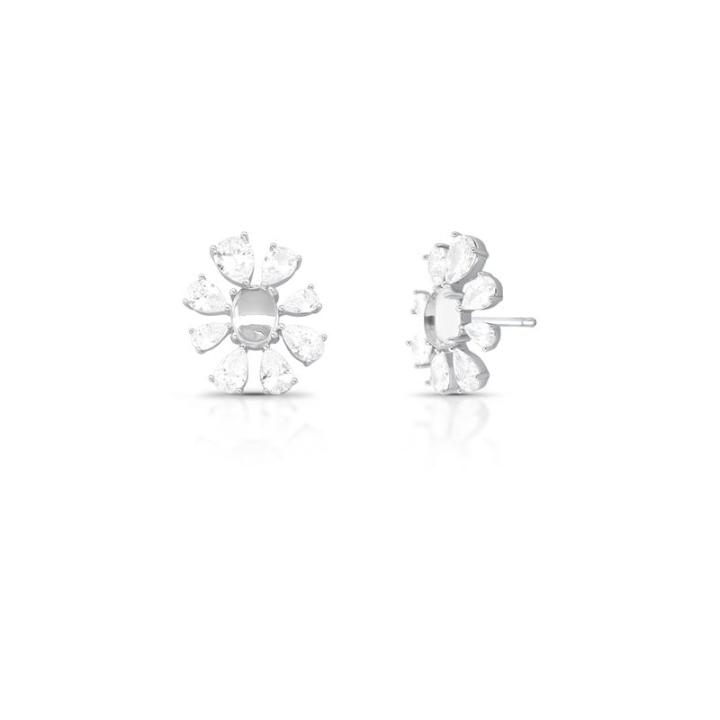 Brinco de Flor Vazado com Cristais de Gota e Oval