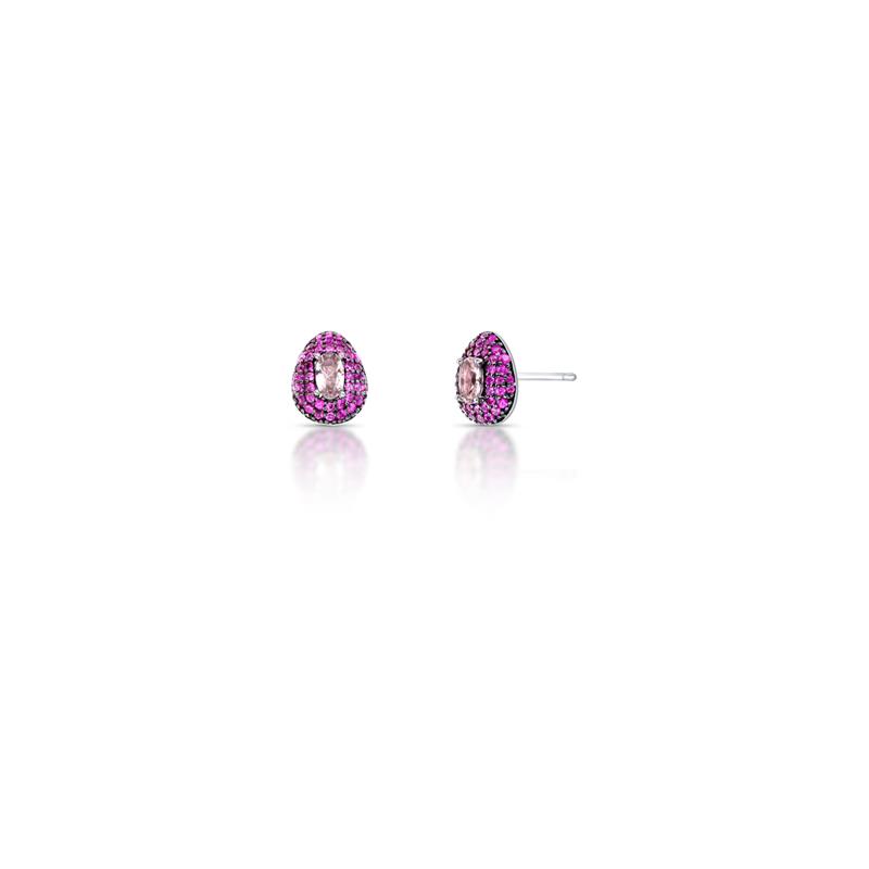 Brinco de Gota com Cristal Oval e Zircônias Prateado Prateado