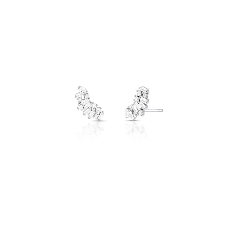 Brinco Ear Cuff em Cristais e Zircônias Prata Rodinada Prateado