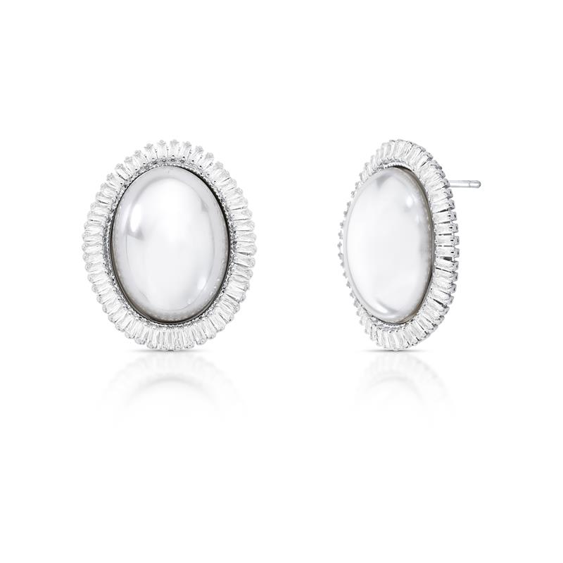 Brinco Oval com Cristal e Pérola Shell