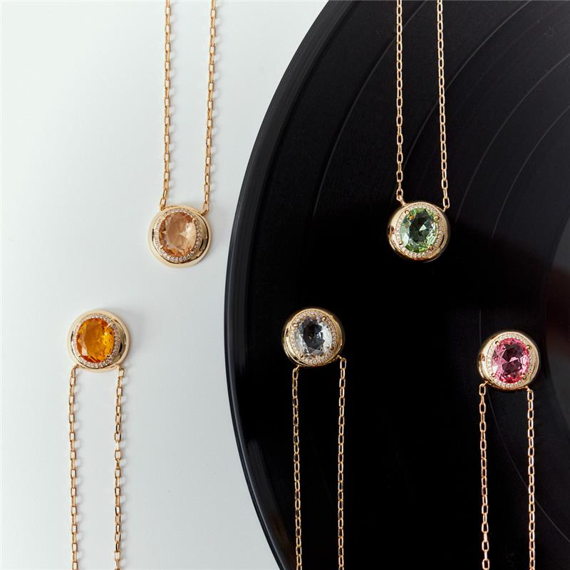 Colar com Cristal Oval e Contornado de Zircônias - Imagem 3