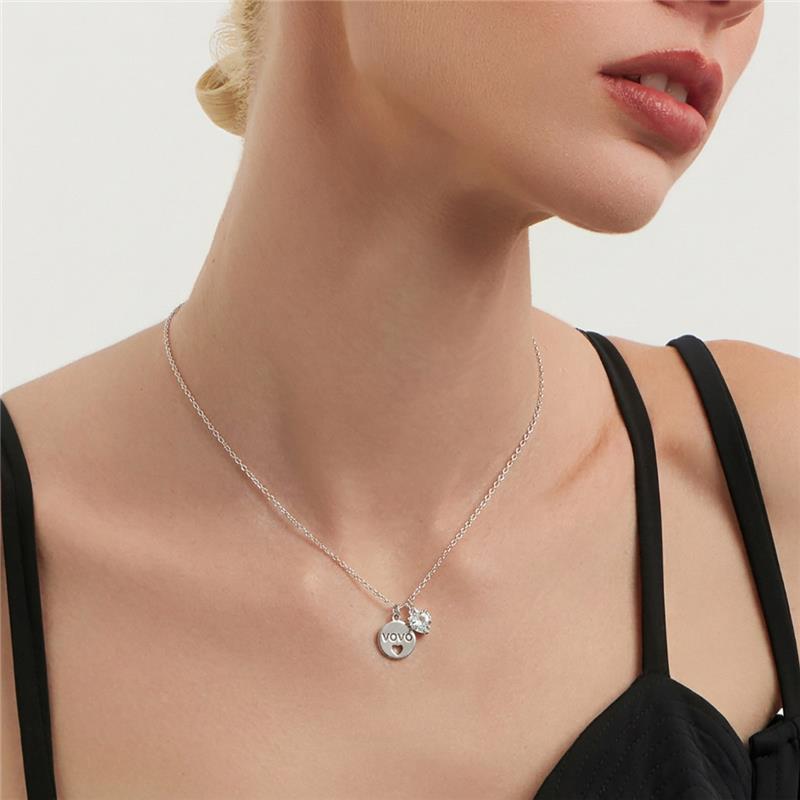 Colar com Pingente Escrito "Vovó" e Cristal Prata Rodinada Prateado - Imagem 2
