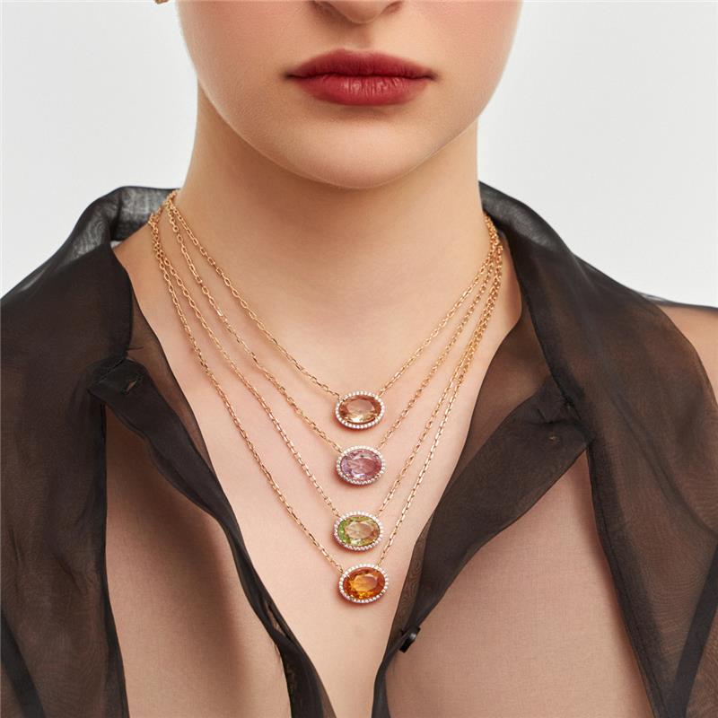 Colar com Pingente Oval em Cristal e Zircônias - Imagem 2