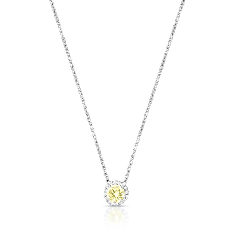 Colar com Pingente Redondo de Cristal e Zircônias