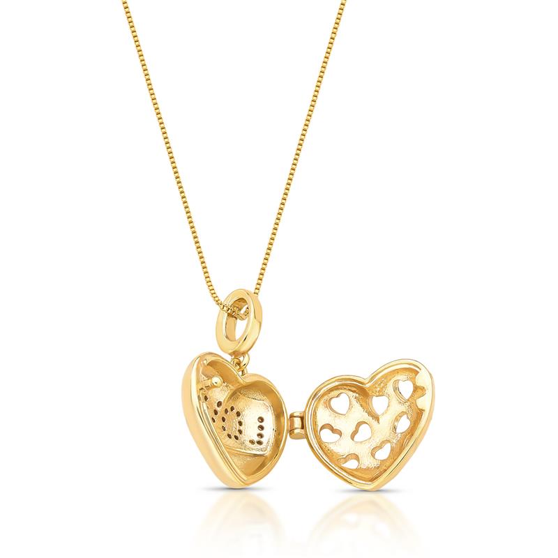 Colar com Pingente Relicário de Coração Escrita "Love" - Imagem 3