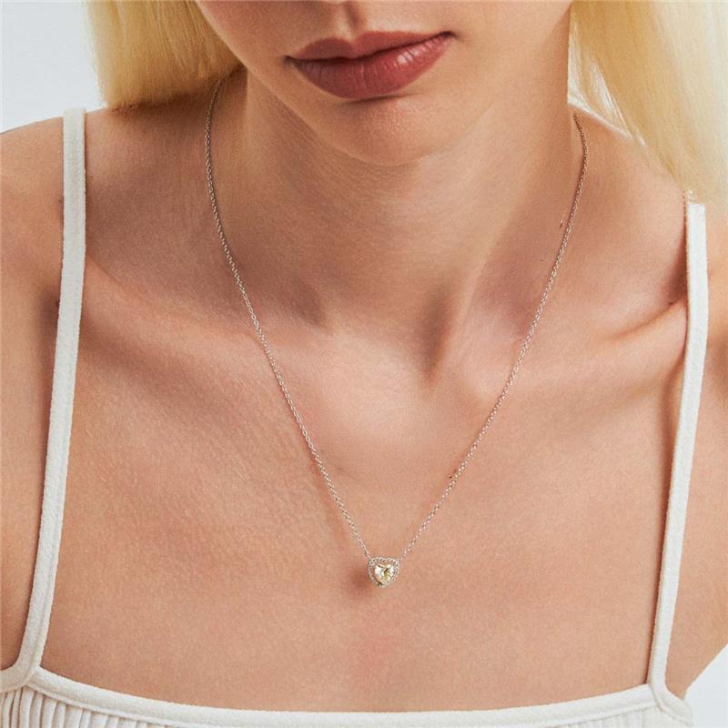 Colar de Coração Vazado com Cristal e Zircônias Prata Rodinada Prateado - Imagem 2