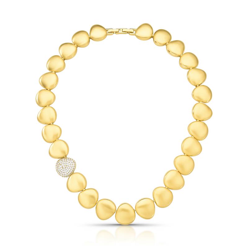Colar Oval Cravejado com Zircônias Acetinado