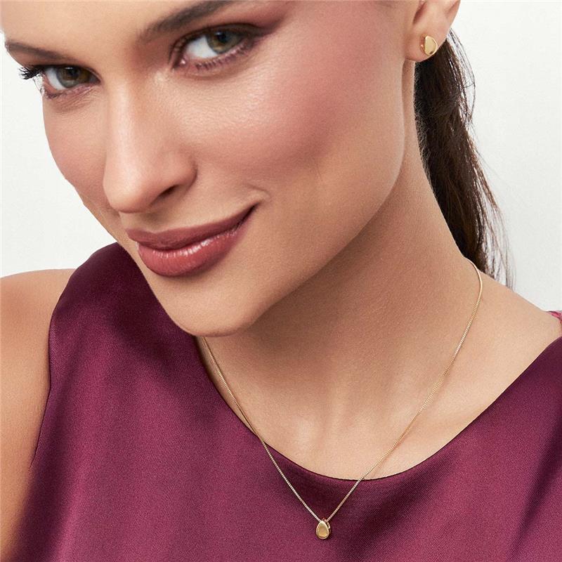 Conjunto Brinco e Colar com Pingente de Gota Liso - Imagem 2