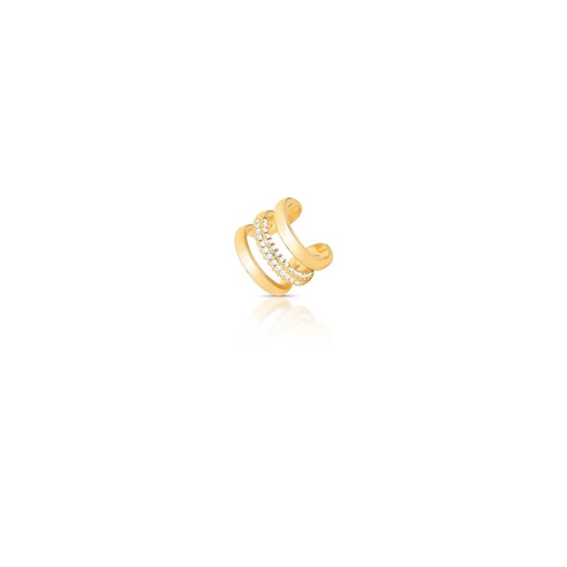 Piercing de Orelha Unitário com Três Voltas e Zircônias