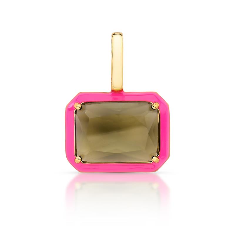 Pingente com Fecho Esmaltado e Cristal Retangular