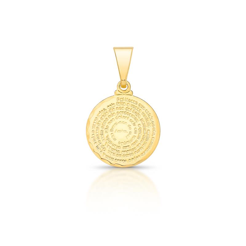 Pingente Medalha Pai Nosso Redondo Banhado a Ouro