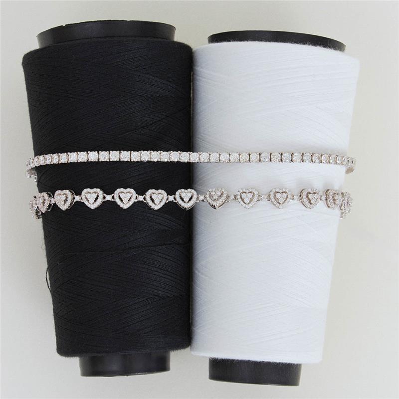 Pulseira com Coração em Moissanite 1.5 Mm Prata Rodinada Prateado - Imagem 3