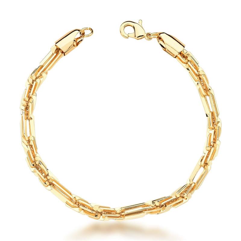 Pulseira com Elos Retangulares e Intercalados Vazados