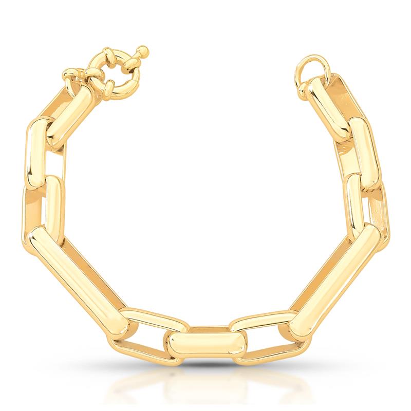 Pulseira com Elos Retangulares Lisos e Fecho Boia